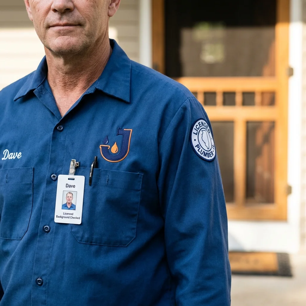 Licensed plumber showing ID badge in Oak Bluffs, MA