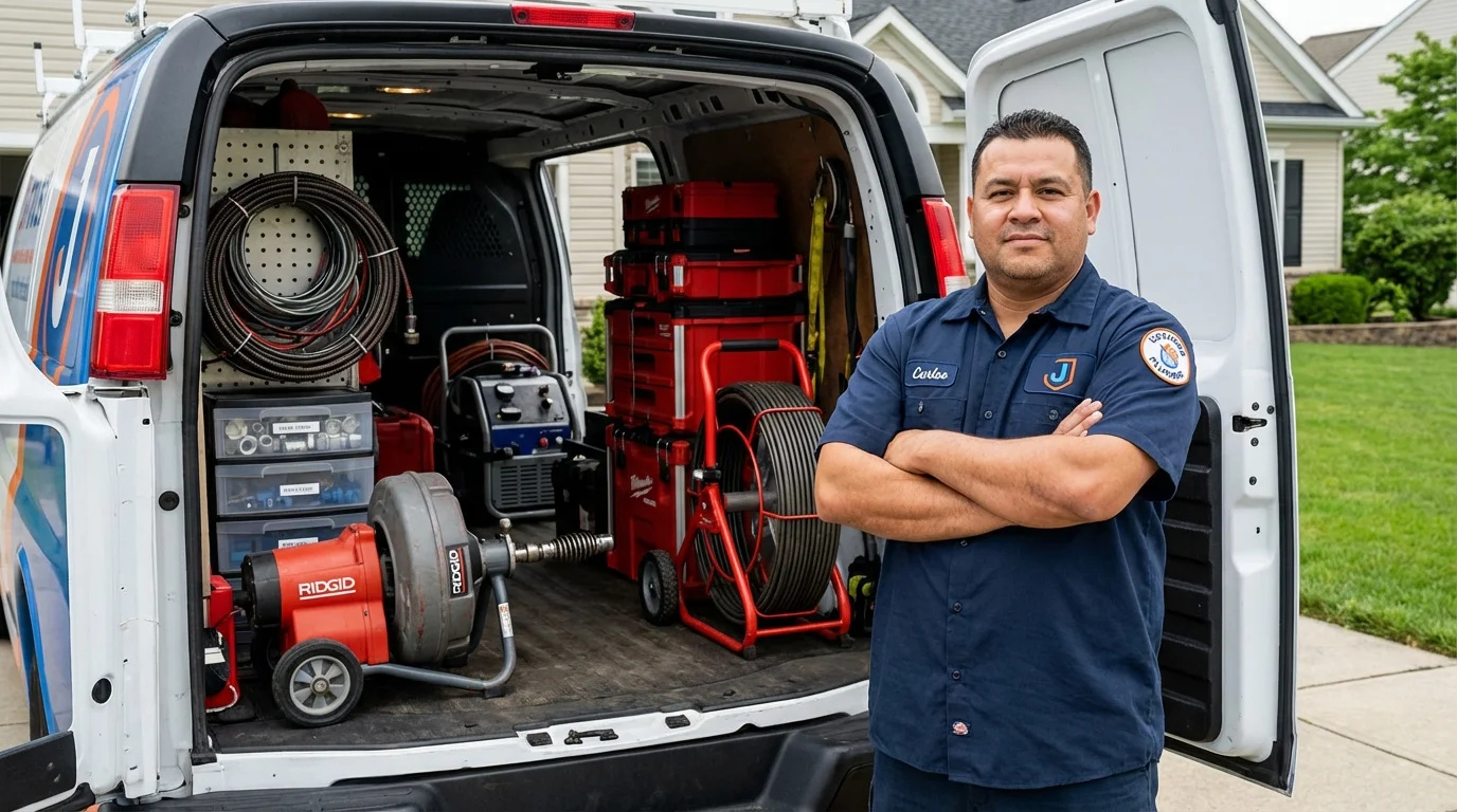 Professional drain cleaning equipment and Johns Plumbing LLC plumber in Oak Bluffs